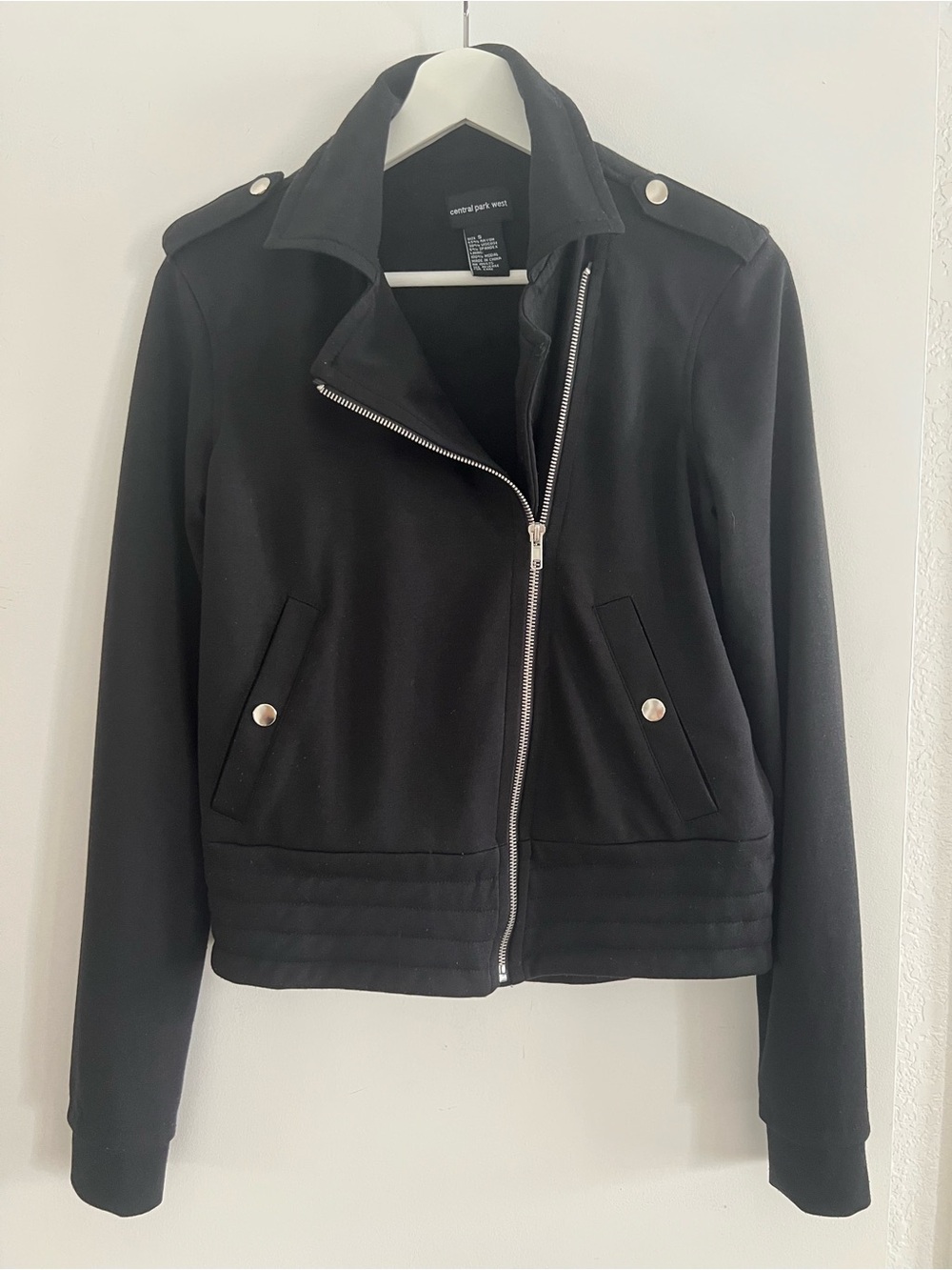Central Park West Black Moto-Style Zip Jacket